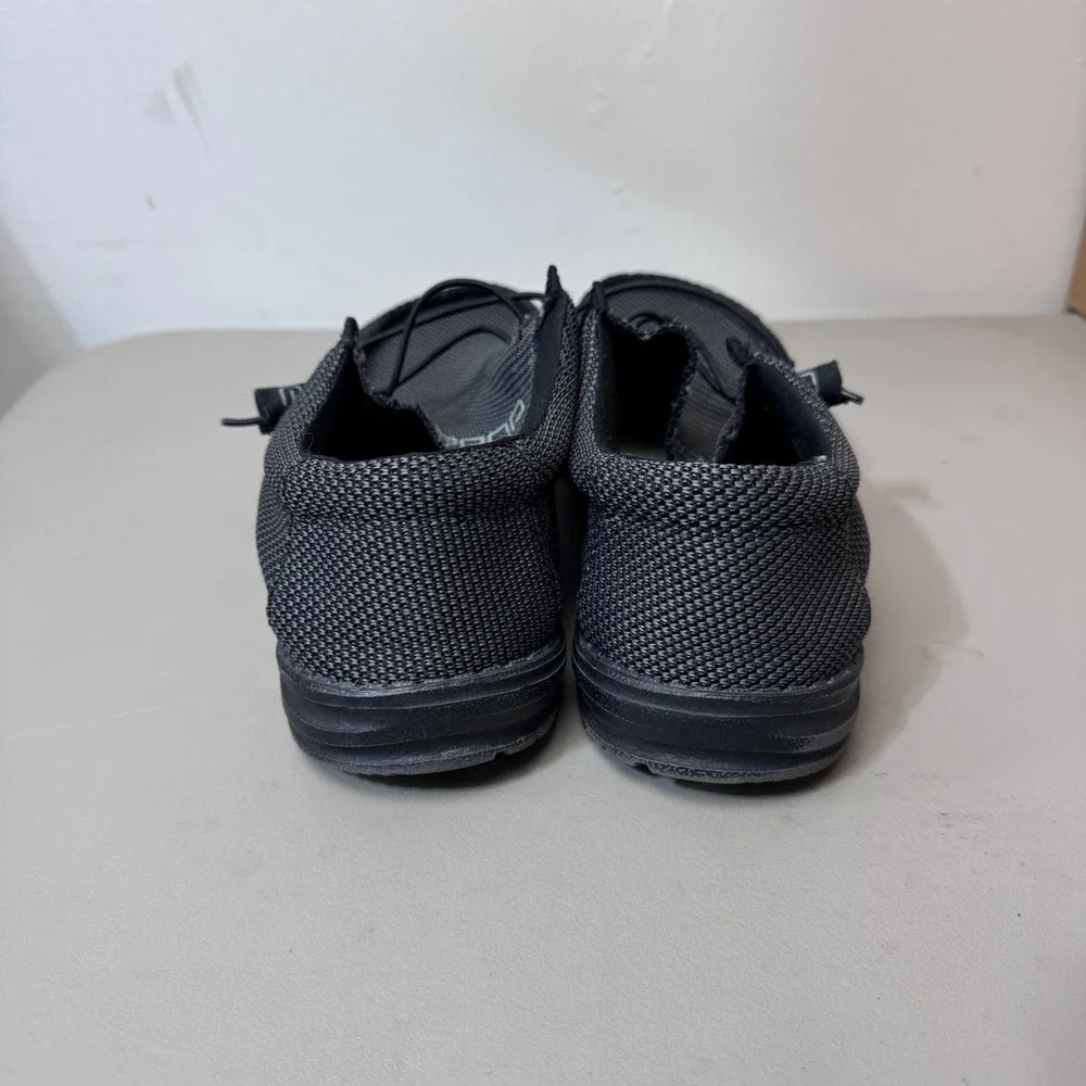Hey Dude Wally L Sox Mens 11 Black Grey Knit Slip On Loafers Shoes